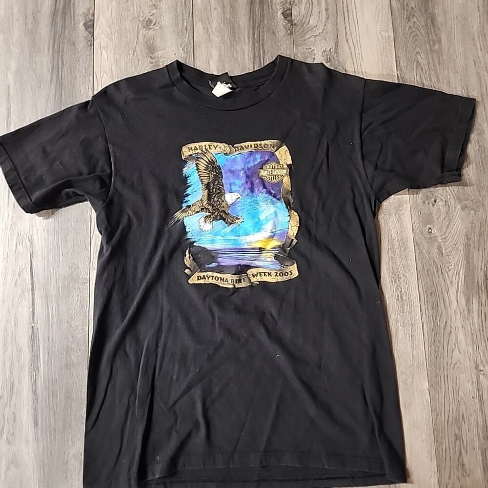 Harley-Davidson Shirt Mens L Daytona Beach Eagle Main Street Motorcycle 2003
